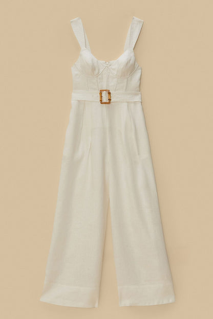 Off-White Euroflax™ Premium Linen Jumpsuit | FARM Rio For Sale