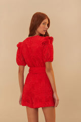 Red Eyelet Beaded Belt Romper | FARM Rio