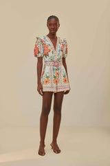 Off-White Bloom Garden LENZING™ ECOVERO™ Euroflax™ Romper | FARM Rio Online