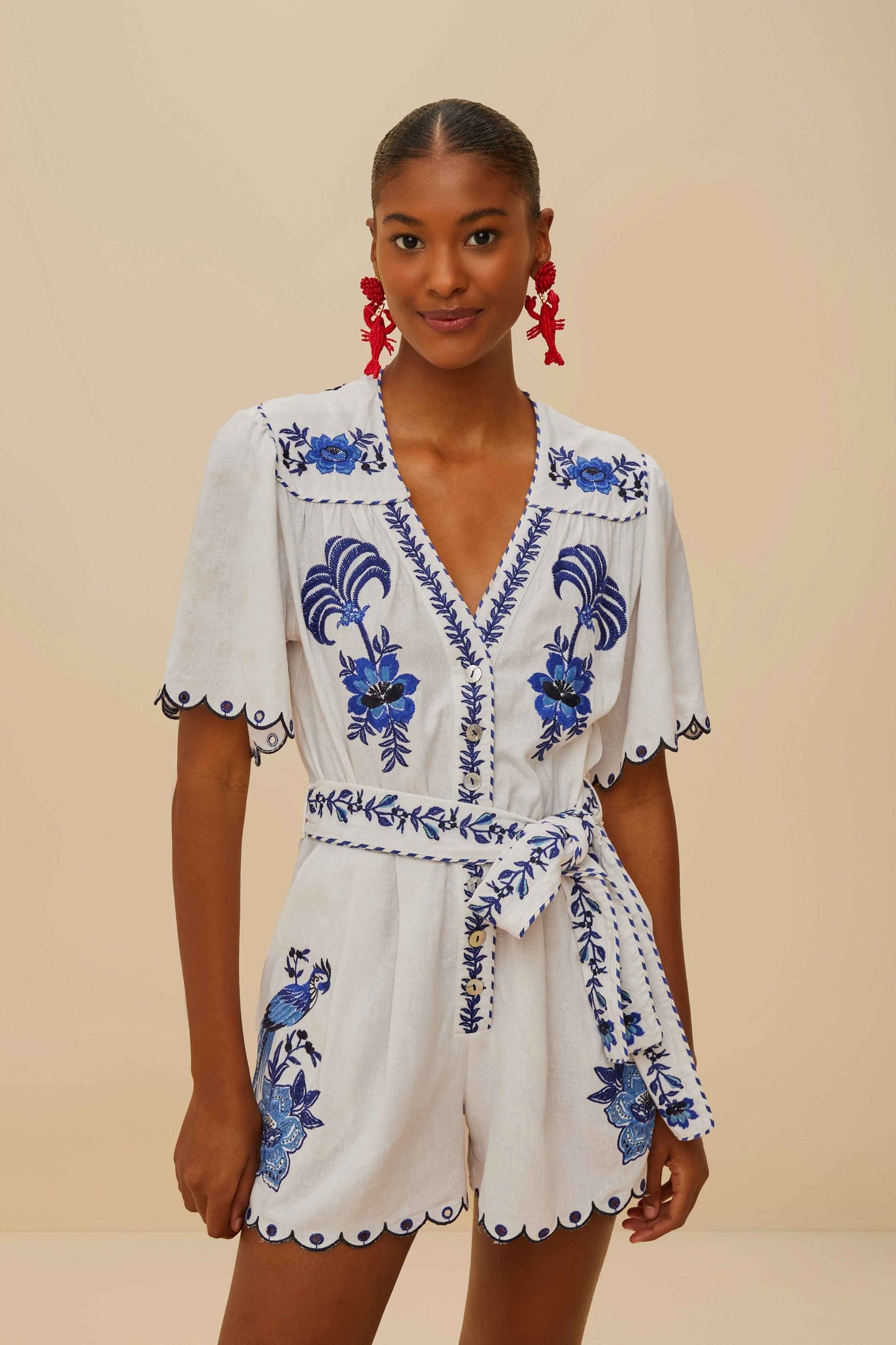 Blue Delicate Forest Richelieu Embroidered LENZING™ ECOVERO™ Euroflax™ | FARM Rio Outlet