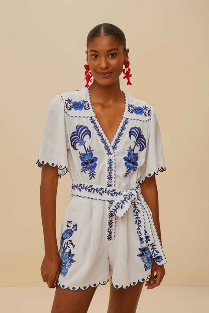Blue Delicate Forest Richelieu Embroidered LENZING™ ECOVERO™ Euroflax™ | FARM Rio Outlet