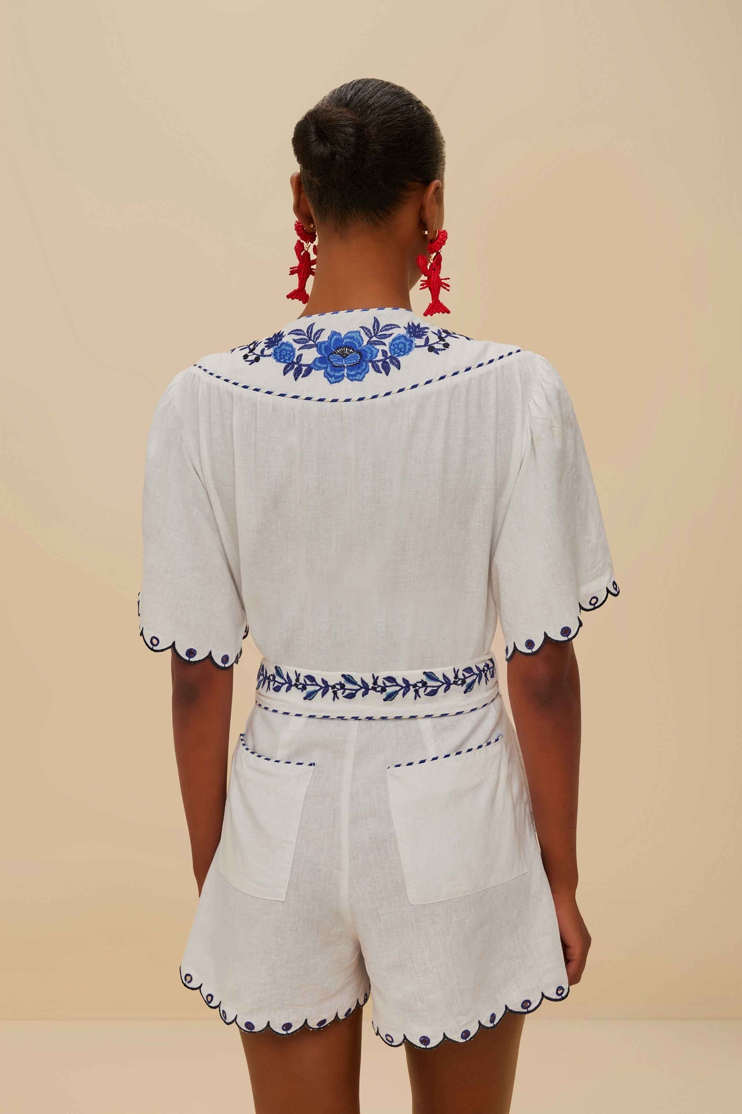 Blue Delicate Forest Richelieu Embroidered LENZING™ ECOVERO™ Euroflax™ | FARM Rio Outlet