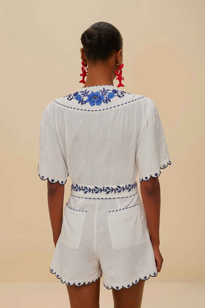 Blue Delicate Forest Richelieu Embroidered LENZING™ ECOVERO™ Euroflax™ | FARM Rio Outlet