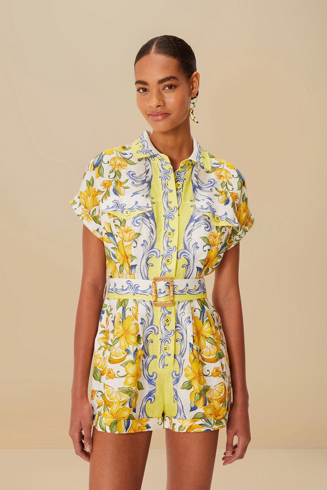 Off-White Sicily Scarf Euroflax™ Premium Linen Romper | FARM Rio On Sale