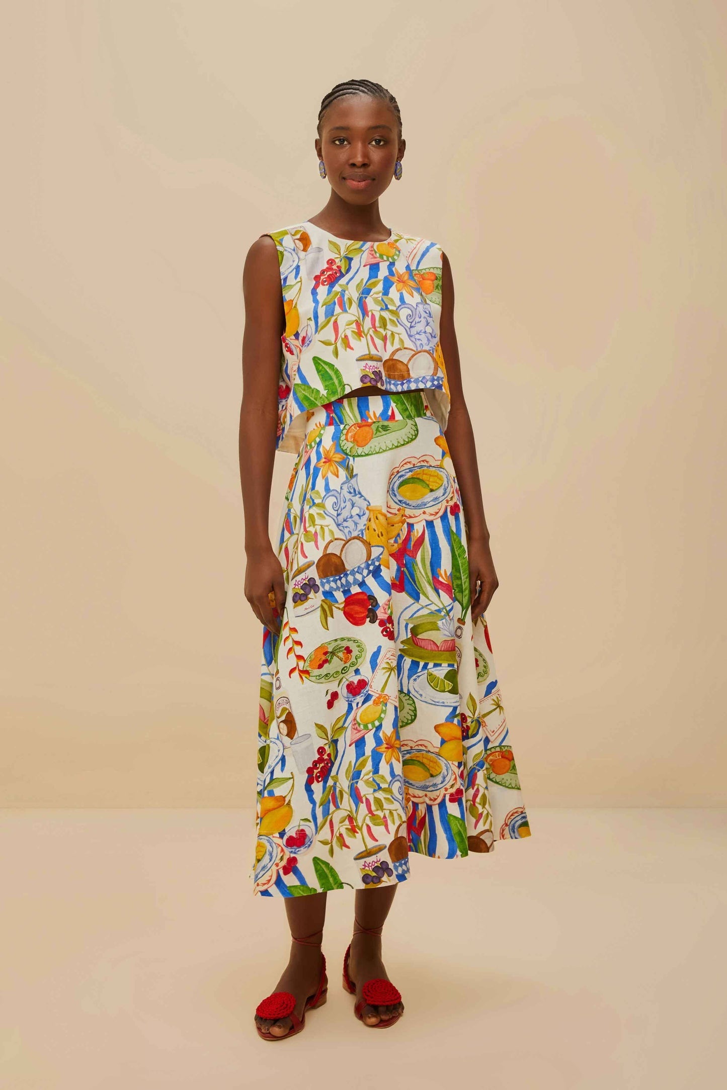 Off-White Fresh Table LENZING™ ECOVERO™ Euroflax™ Midi Skirt | FARM Rio For Sale