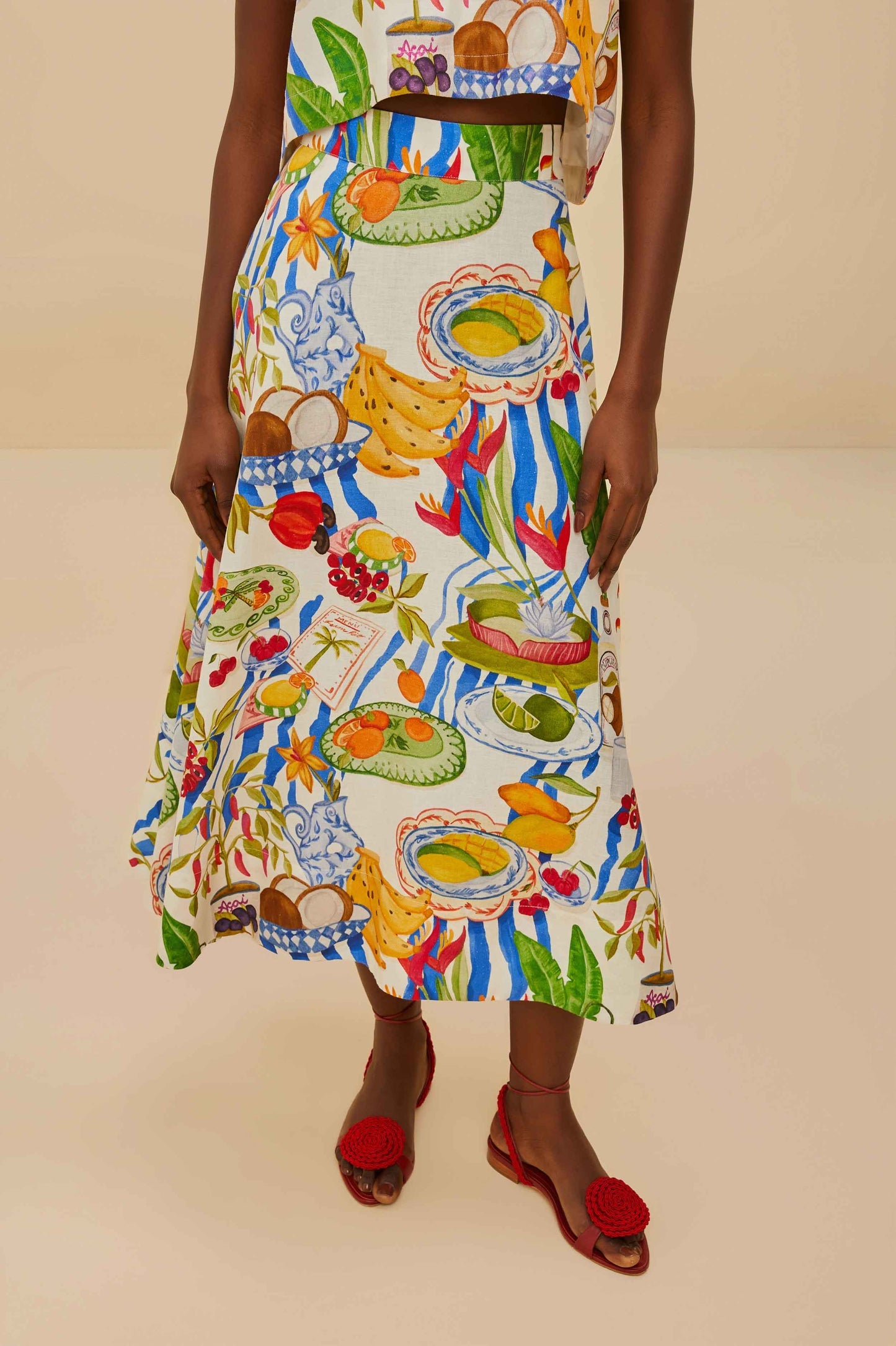Off-White Fresh Table LENZING™ ECOVERO™ Euroflax™ Midi Skirt | FARM Rio For Sale