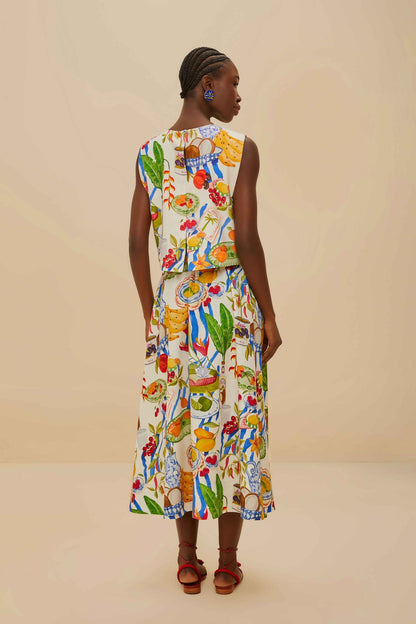 Off-White Fresh Table LENZING™ ECOVERO™ Euroflax™ Midi Skirt | FARM Rio For Sale