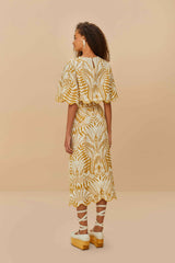 Off-White Lace Nature Euroflax™ Premium Linen Midi Skirt | FARM Rio