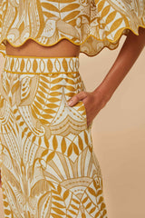 Off-White Lace Nature Euroflax™ Premium Linen Midi Skirt | FARM Rio