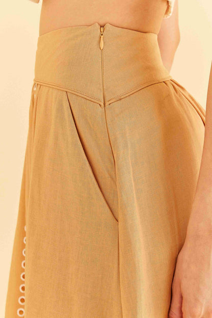 Sand Richelieu Midi Skirt | FARM Rio Online