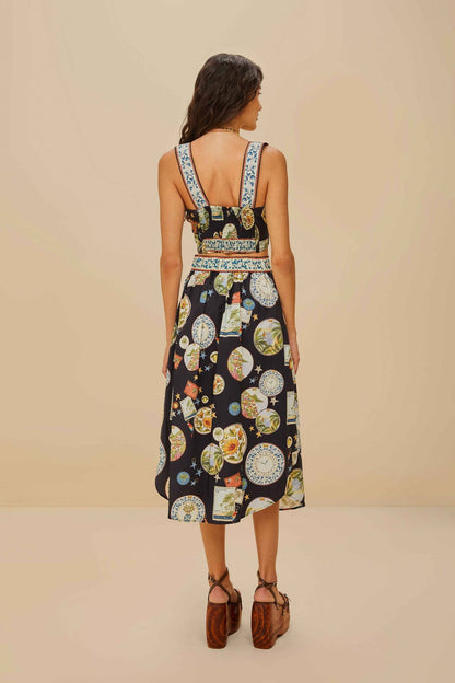 Black Trip Souvenir Organic Cotton Midi Skirt | FARM Rio Discount