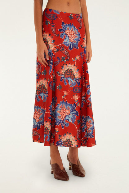 Red Luang LENZING™ Maxi Skirt | FARM Rio On Sale