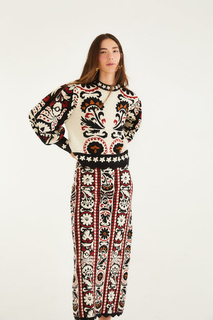 Stripes Winter Tapestry Knit Skirt | FARM Rio | FARM Rio