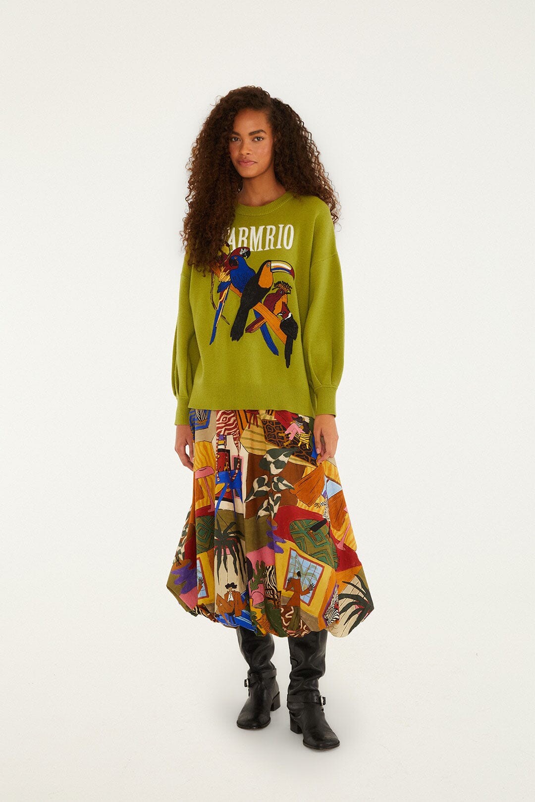 Multicolor Tropical Balloon Organic Cotton Midi Skirt | FARM Rio | FARM Rio Online
