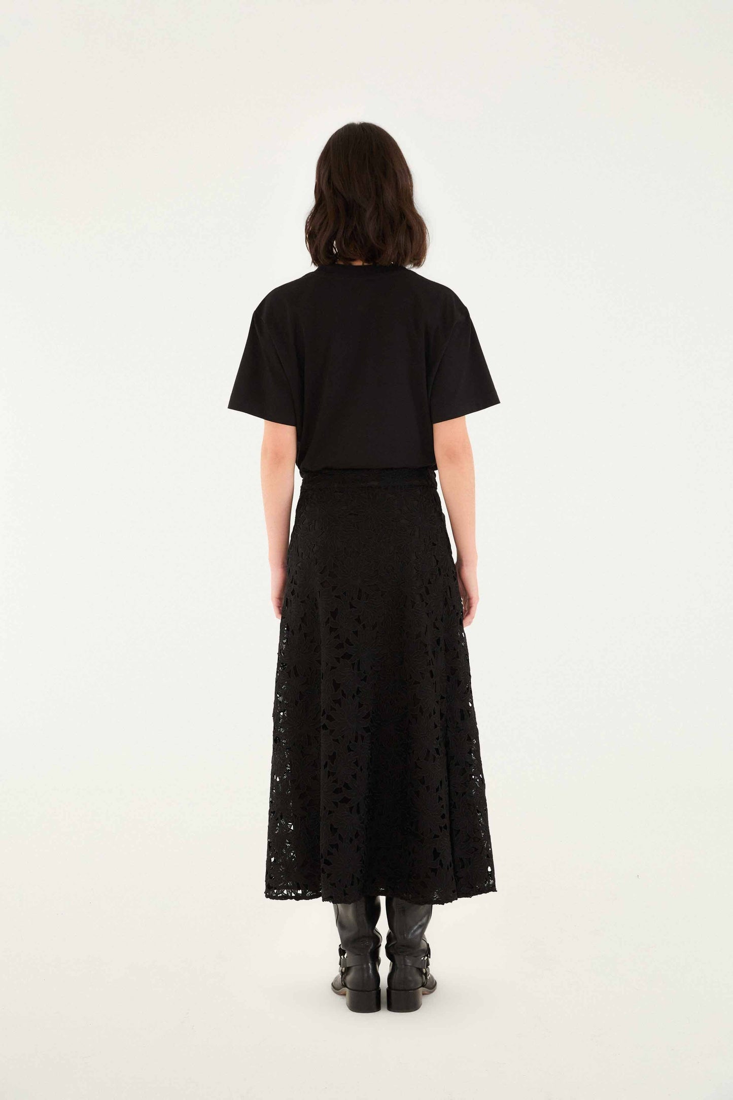 Black Flowered Lace Midi Skirt | FARM Rio | FARM Rio US