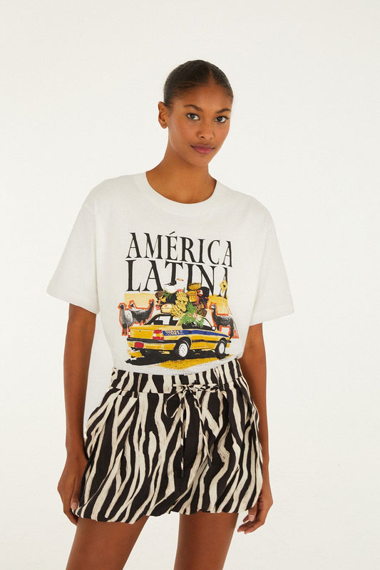 Black Tropical Zebra Organic Cotton Mini Skirt | FARM Rio | FARM Rio Near Me