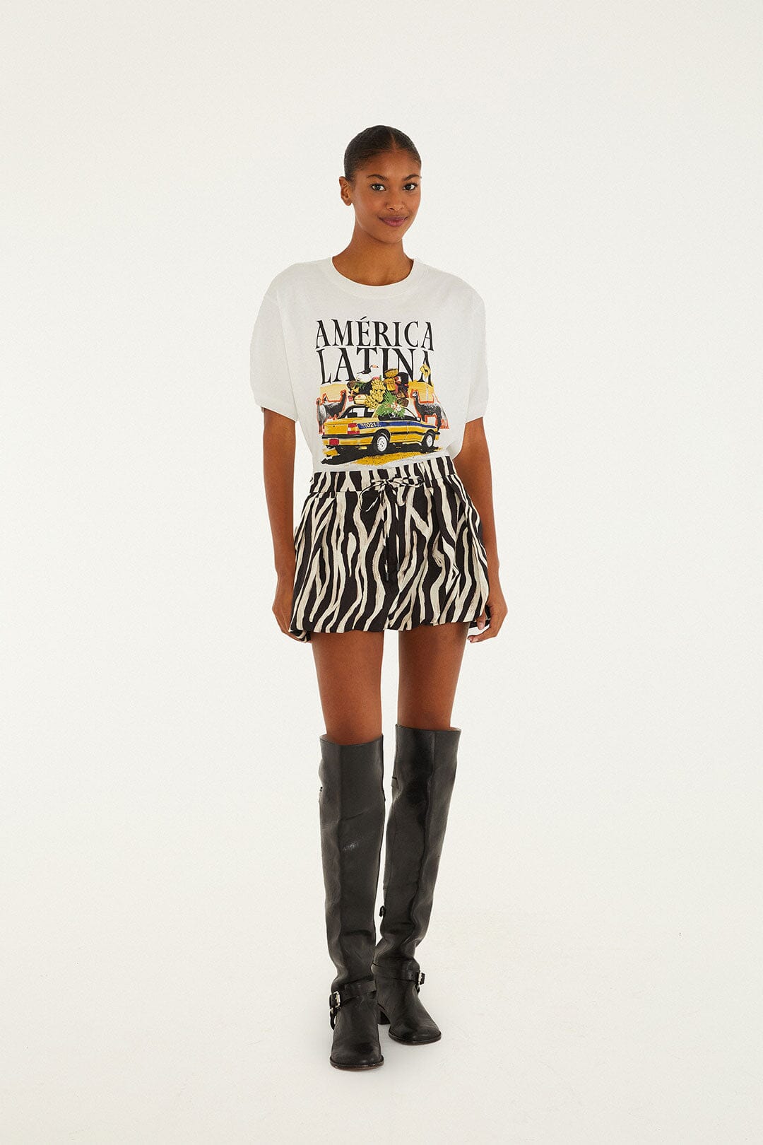 Black Tropical Zebra Organic Cotton Mini Skirt | FARM Rio | FARM Rio Near Me