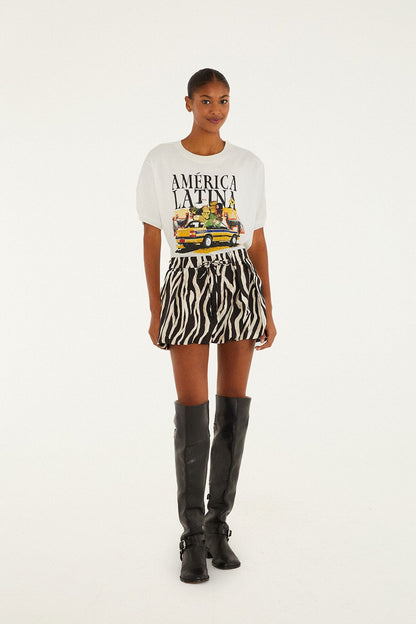 Black Tropical Zebra Organic Cotton Mini Skirt | FARM Rio | FARM Rio Near Me