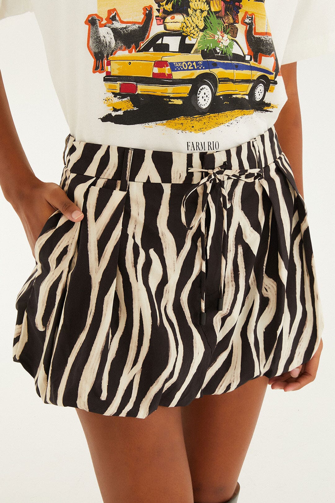 Black Tropical Zebra Organic Cotton Mini Skirt | FARM Rio | FARM Rio Near Me