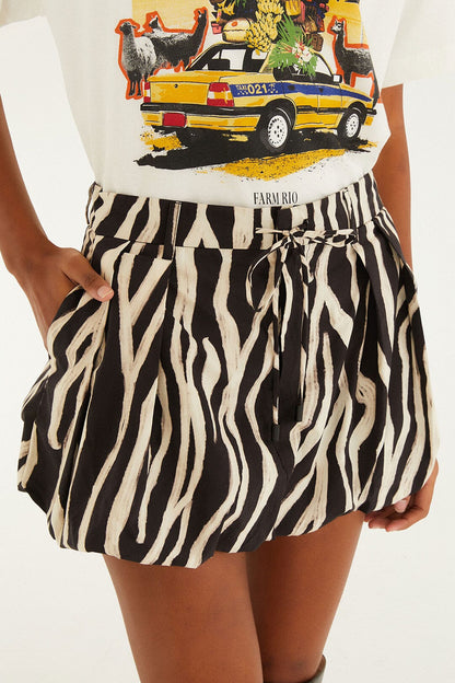Black Tropical Zebra Organic Cotton Mini Skirt | FARM Rio | FARM Rio Near Me