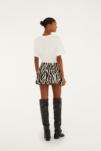 Black Tropical Zebra Organic Cotton Mini Skirt | FARM Rio | FARM Rio Near Me