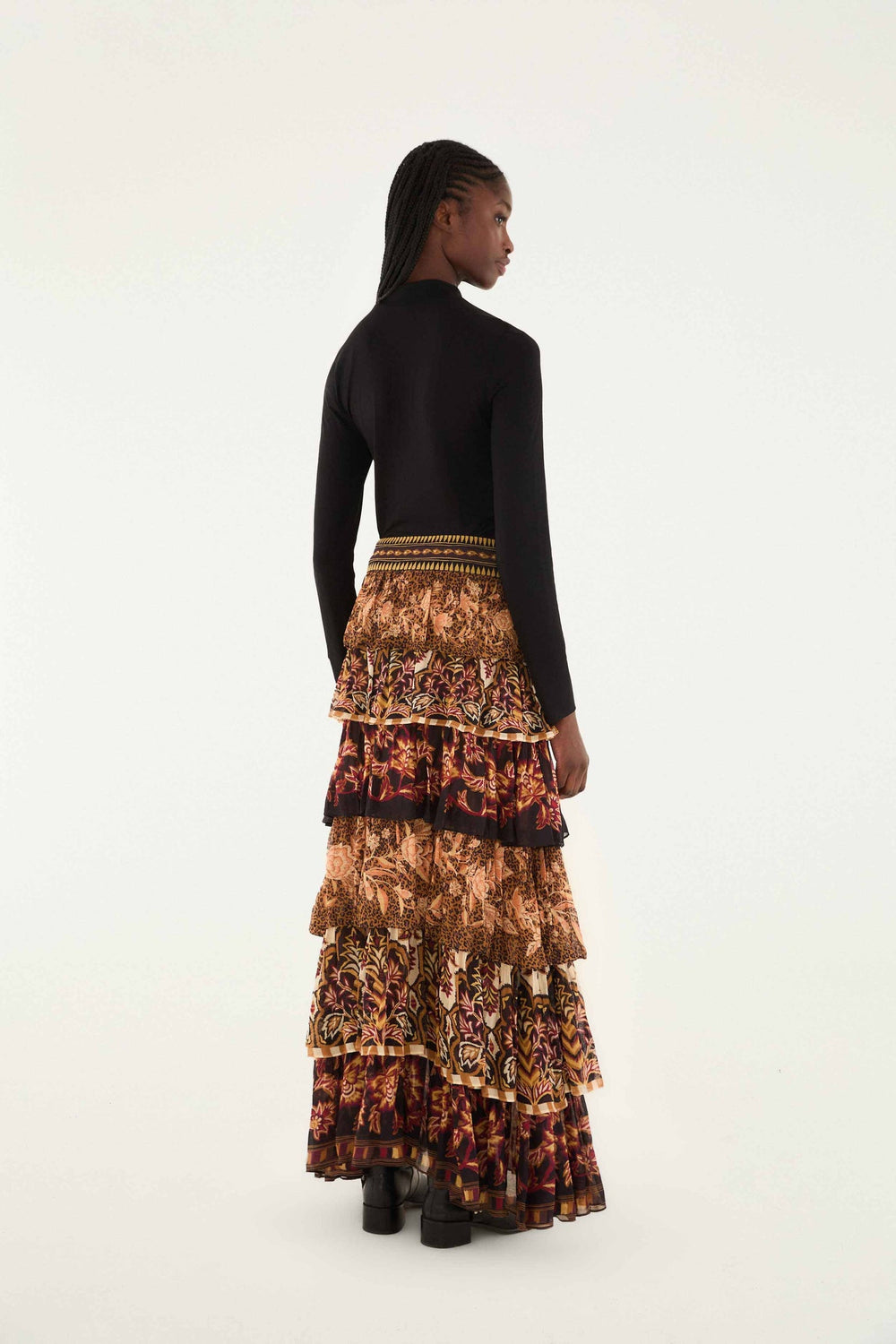 Mixed Scarves Ruffled Maxi Skirt | FARM Rio | FARM Rio Outlet