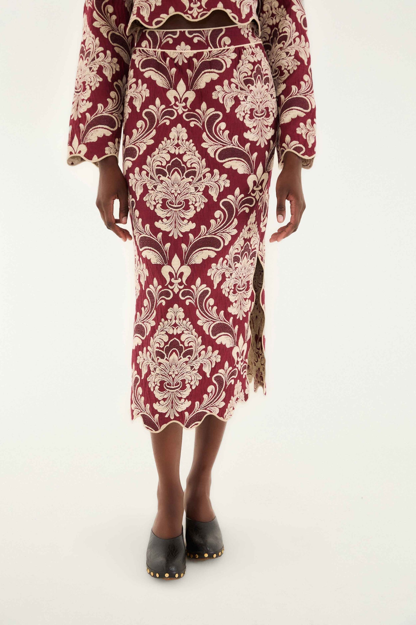 Bicolor Jacquard Waves Midi Skirt | FARM Rio | FARM Rio For Sale