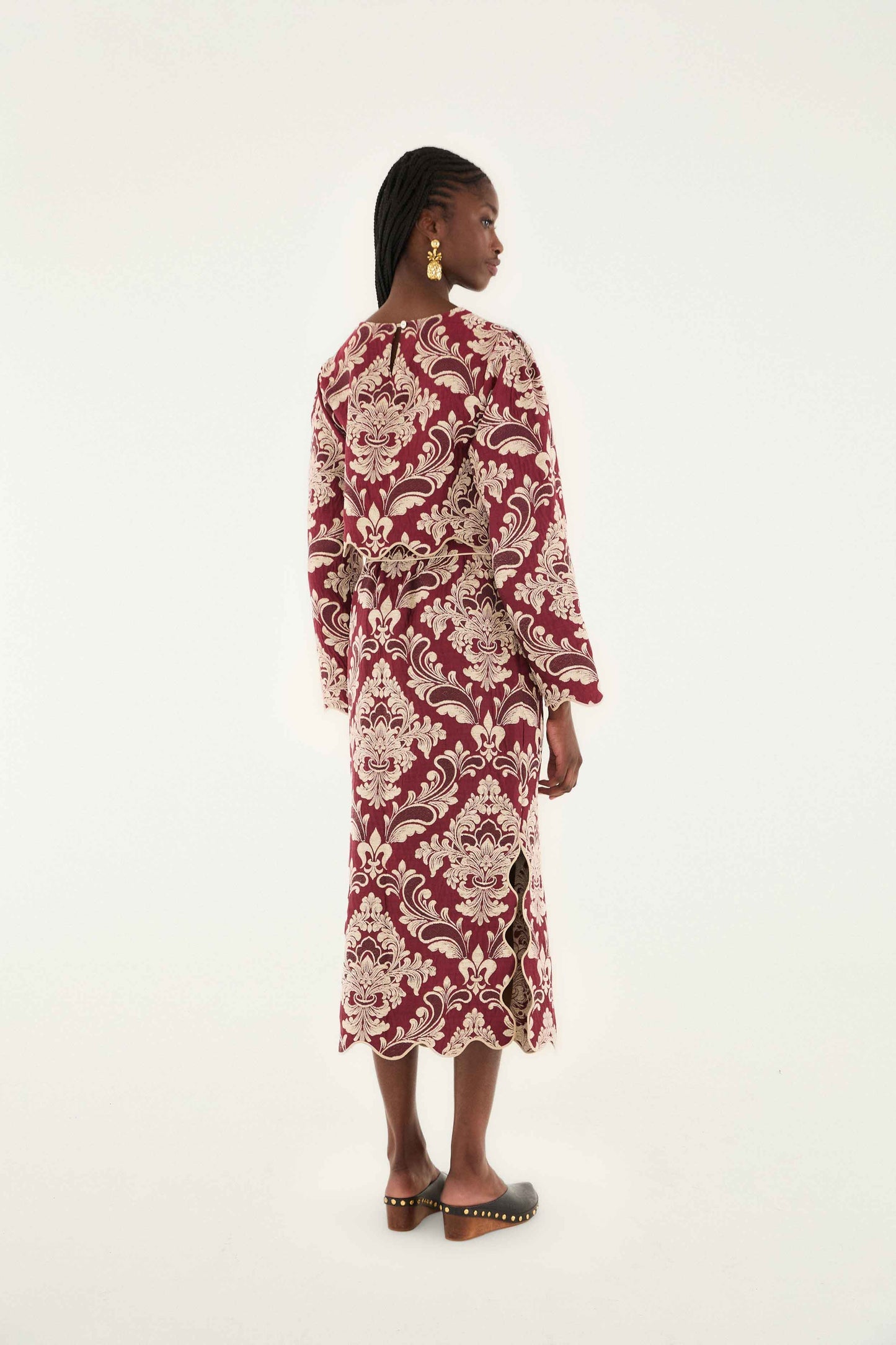 Bicolor Jacquard Waves Midi Skirt | FARM Rio | FARM Rio For Sale