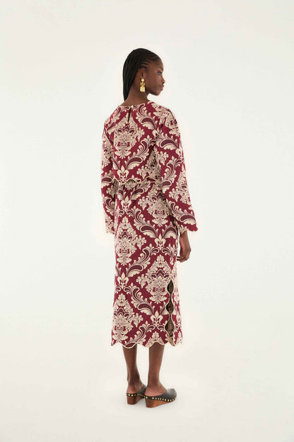 Bicolor Jacquard Waves Midi Skirt | FARM Rio | FARM Rio For Sale