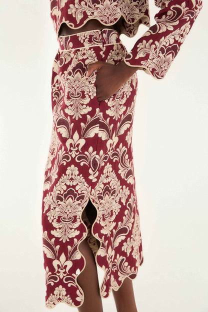 Bicolor Jacquard Waves Midi Skirt | FARM Rio | FARM Rio For Sale