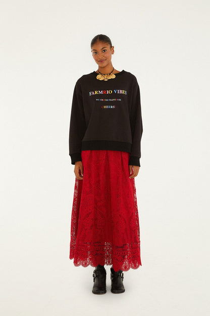 Red Guipure Boho Garden Skirt | FARM Rio | FARM Rio Online