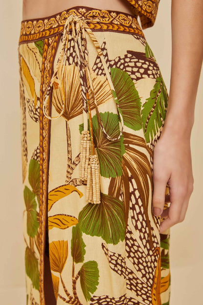 Sand Foliage Sketch LENZING™ ECOVERO™ Euroflax™ Midi Skirt | FARM Rio Near Me