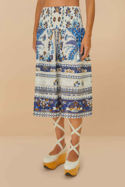 Off-White Ana Tapestry Organic Cotton Midi Skirt | FARM Rio Outlet