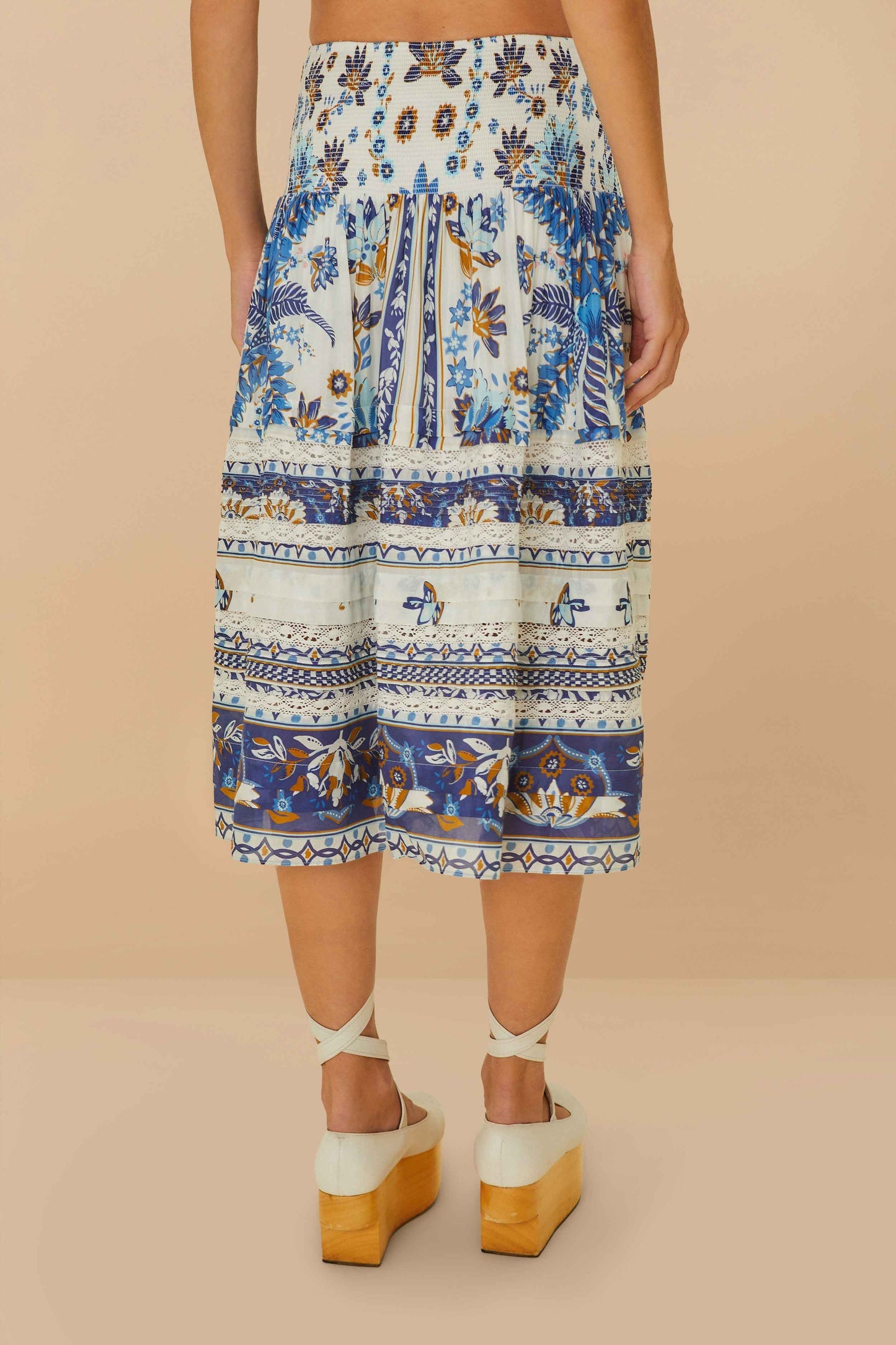 Off-White Ana Tapestry Organic Cotton Midi Skirt | FARM Rio Outlet