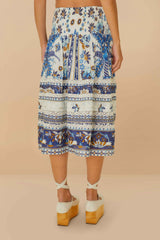 Off-White Ana Tapestry Organic Cotton Midi Skirt | FARM Rio Outlet