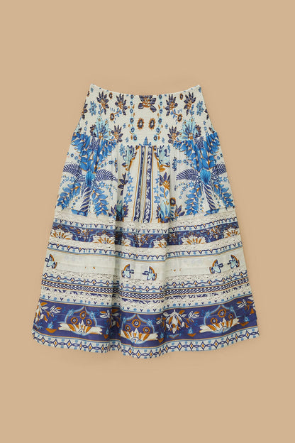 Off-White Ana Tapestry Organic Cotton Midi Skirt | FARM Rio Outlet