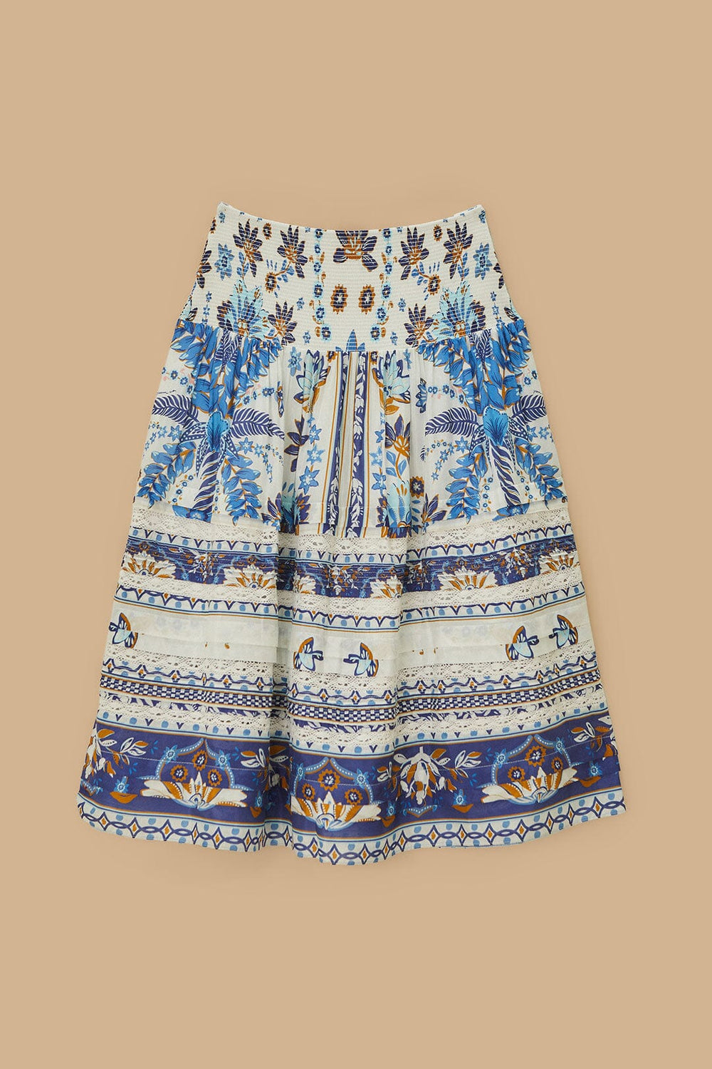 Off-White Ana Tapestry Organic Cotton Midi Skirt | FARM Rio Outlet