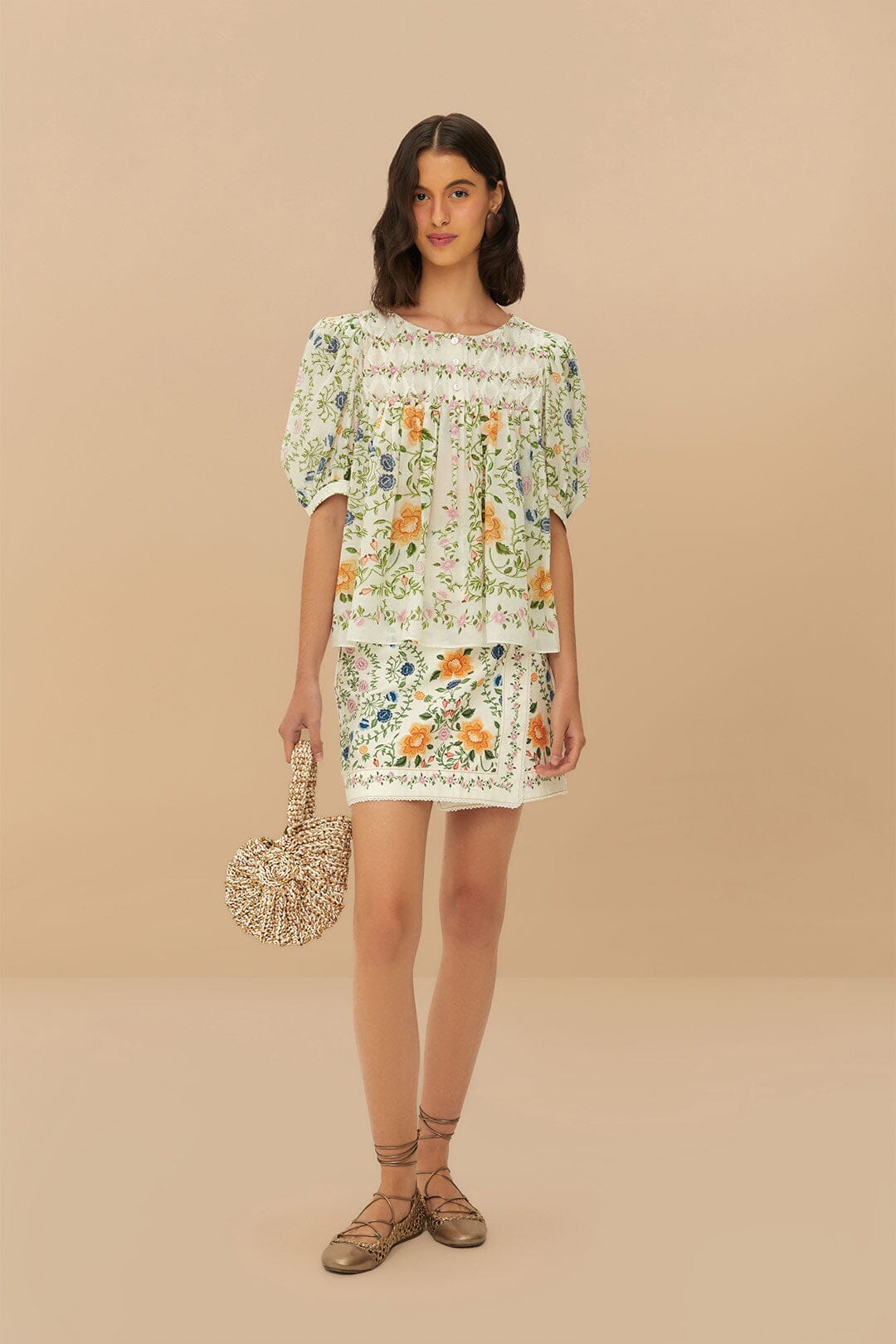 Off-White Folk Floral Mini Skirt | FARM Rio For Sale