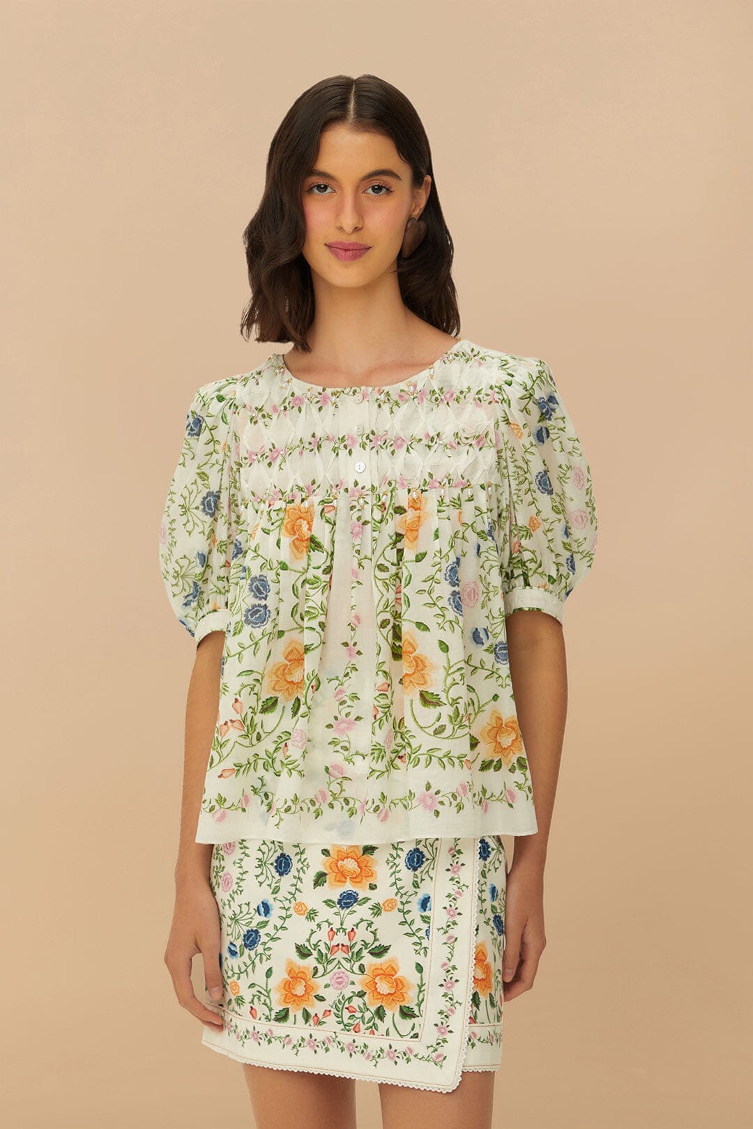 Off-White Folk Floral Mini Skirt | FARM Rio For Sale
