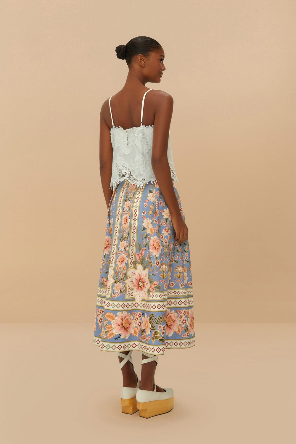 Blue Superbloom Tapestry Buttoned Maxi Skirt | FARM Rio US