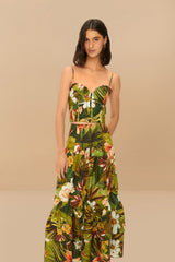 Multicolor Botanical Forest LENZING™ ECOVERO™ Euroflax™ Midi Skirt | FARM Rio On Sale