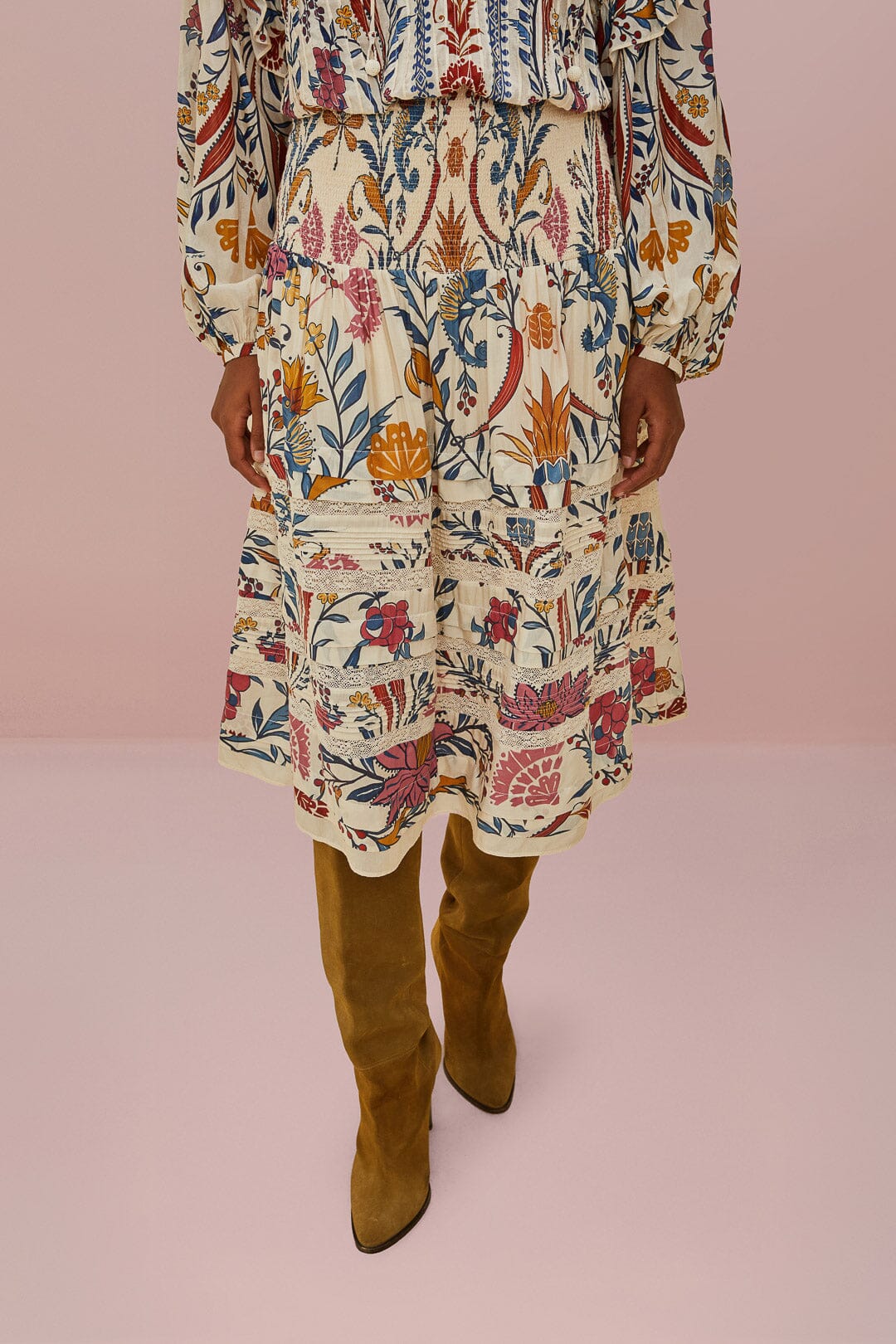 Cream Romantic Lightness Midi Skirt | FARM Rio Near Me