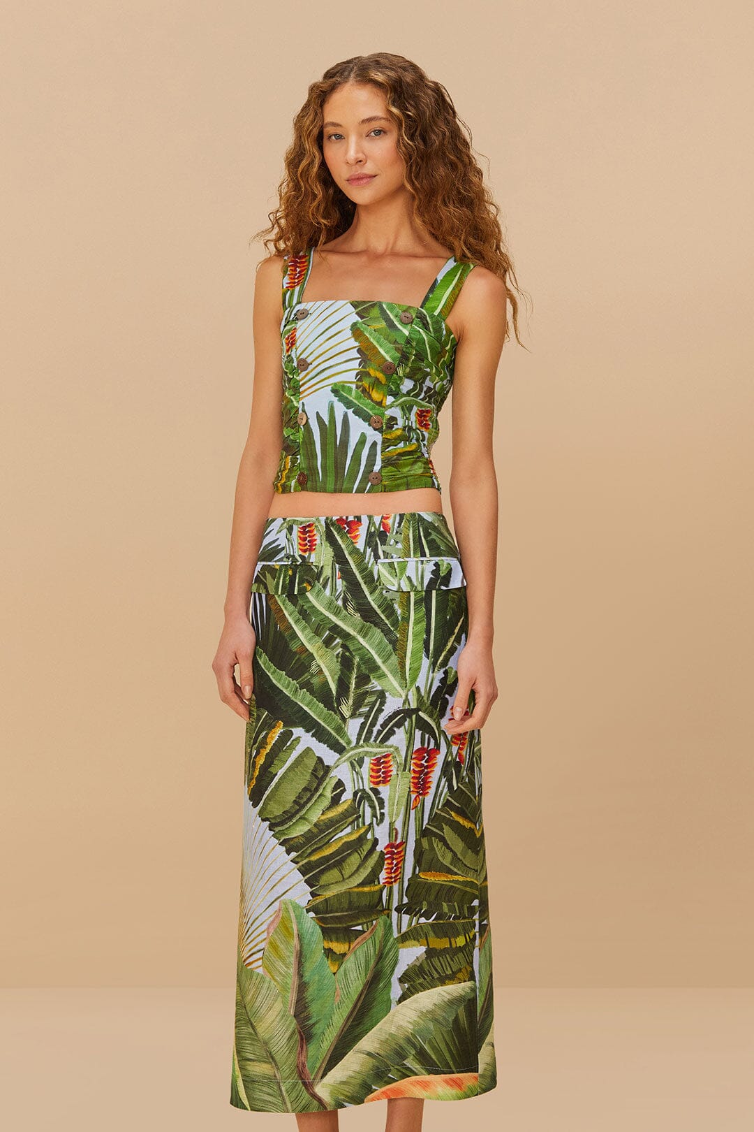 Blue Amazonia Forest Euroflax™ Premium Linen Maxi Skirt | FARM Rio For Sale