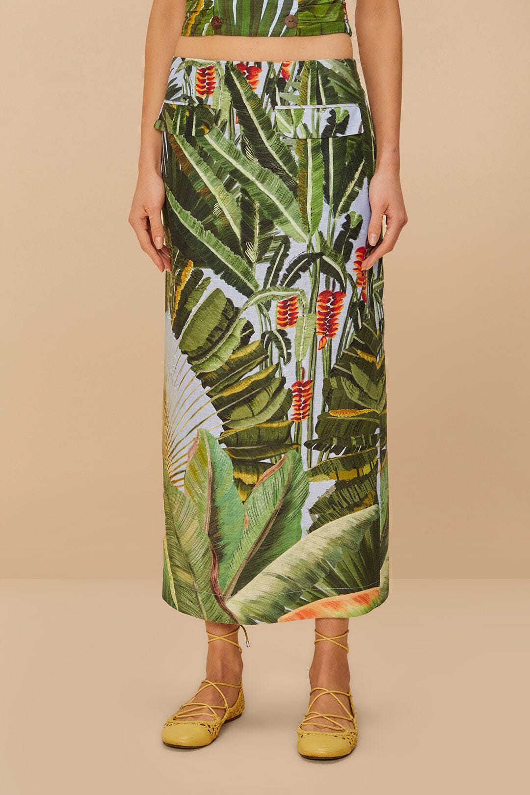 Blue Amazonia Forest Euroflax™ Premium Linen Maxi Skirt | FARM Rio For Sale