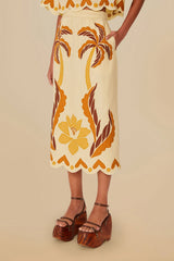 Sand Summer Cutwork Euroflax™ Premium Linen Skirt | FARM Rio Online