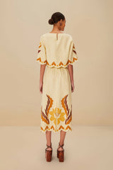 Sand Summer Cutwork Euroflax™ Premium Linen Skirt | FARM Rio Online