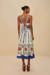 Off-White Flower Tapestry LENZING™ ECOVERO™ Euroflax™ Midi Skirt | FARM Rio US