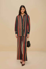 Multicolor Pipa Stripes Pleated Pants | FARM Rio