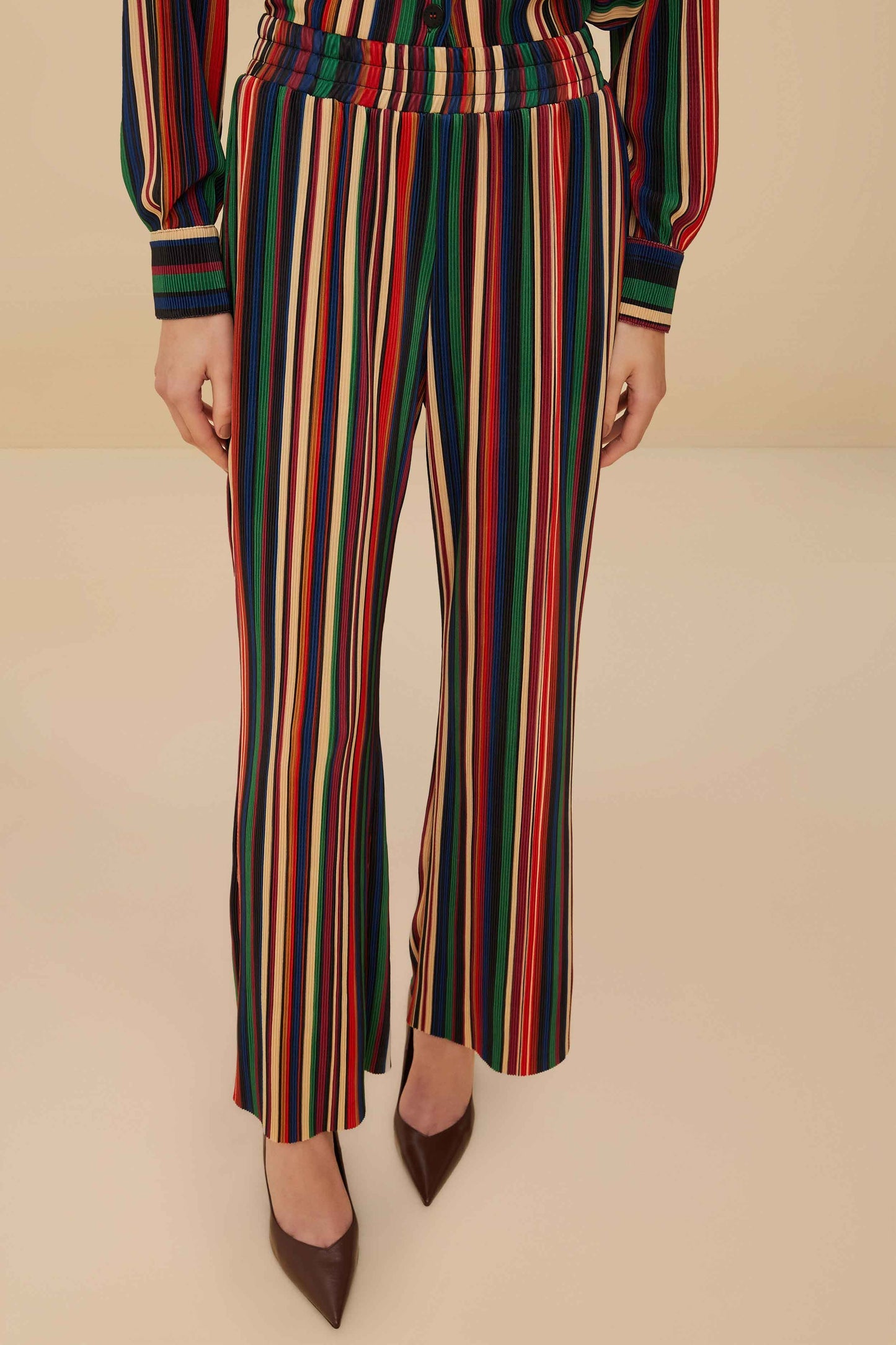 Multicolor Pipa Stripes Pleated Pants | FARM Rio
