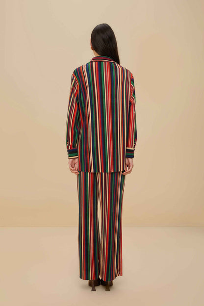 Multicolor Pipa Stripes Pleated Pants | FARM Rio